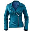 Noora Womens Lambskin Ocan Blue Leather Biker Jacket With Zipper & Pocket | Shoulder Strap | Full Sleeves |
