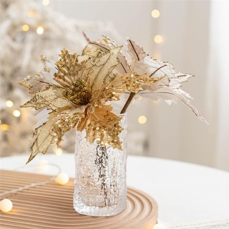 A89X Large Artificial Christmas Flowers Decorating Christmas Tree Ornaments Christmas Tree Decorations