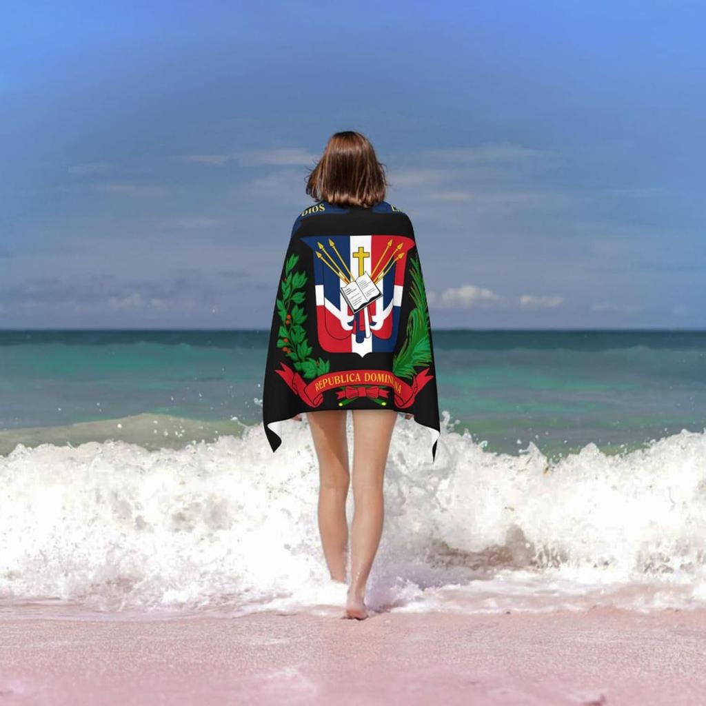 Dominican Republic Flag Beach Towel Fashionable Bath National Flag Style Blanket Lightweight Vintage Beach Towel Thin Towels