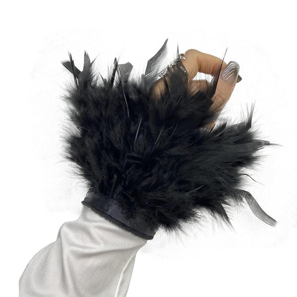 Feder-Manschette für Damen, Feder-Manschette für Handgelenk, elegante Feder-Manschette, Nagel mit Foto-Armband F H5W8