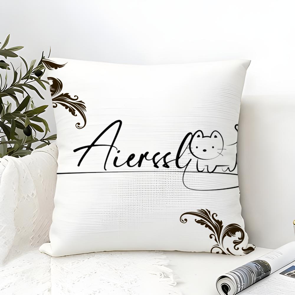 Artistic Animal Signatures Pillow Case Cotton Linen Fabric Square Zipper Pillowcase Home Decorative Living Room