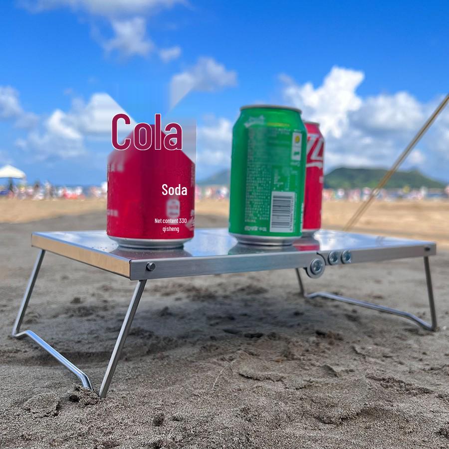 Multi-Functional Stainless Steel Folding Camping Table - Portable, Thickened, Small for Home & Outdoor Use