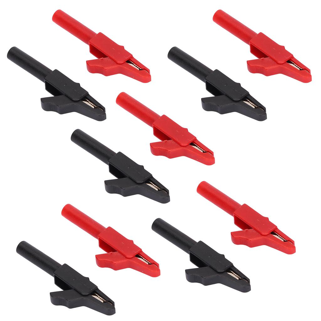 10pcs Car Battery Clip Red Black 15A Safety PA Insulated Electrical Cable Clamp for 4mm Banana Plug