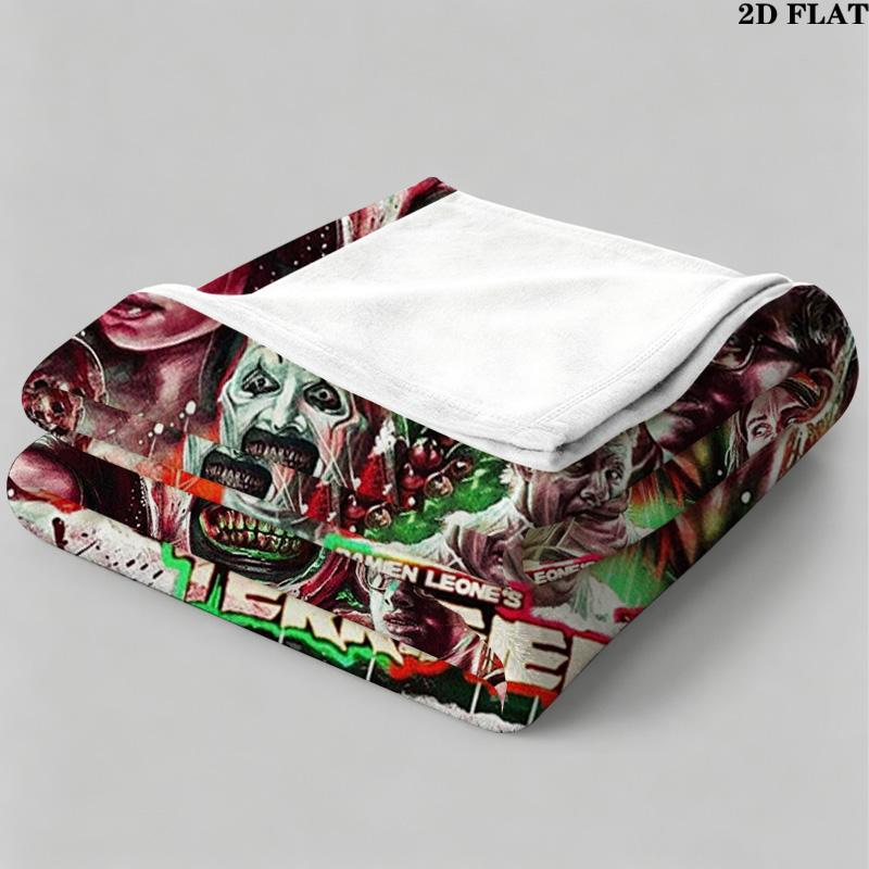 Terrifier Horror Print Flannel Blanket High Quality Warm Comfortable Cover for All Seasons Perfect for Gifts Home Decor