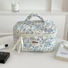New Arrival Custom Cute Cotton Quilted Makeup Bag Portable Women Small Zipper Floral Cosmetic Bag for Make up Organizer