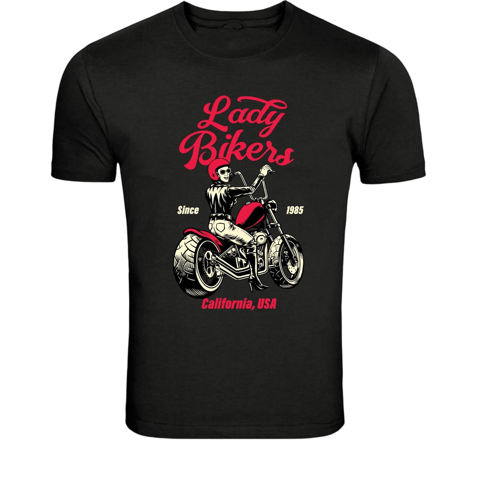 Lady Biker Motorcycle T-Shirt - Vintage Women Rider California XL