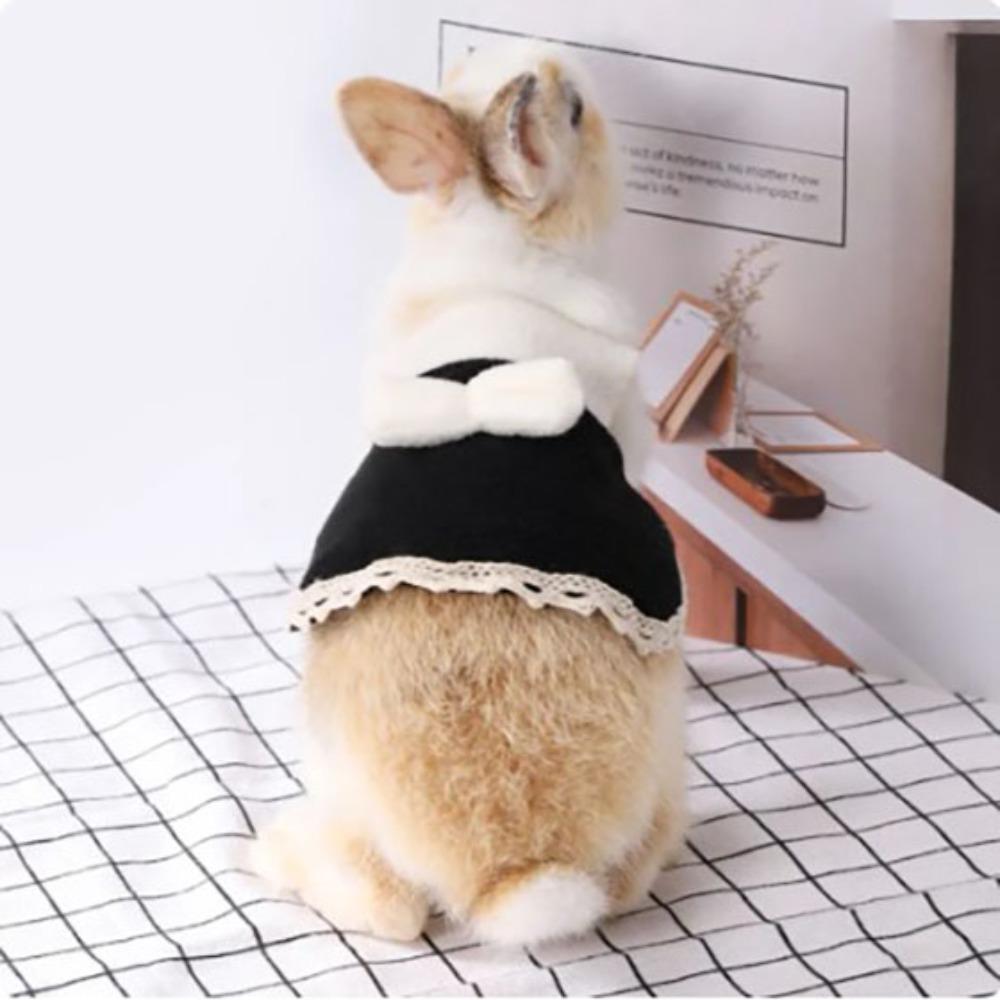 Wear and Bite Resistant Small Animal Clothes Flannel Cloth Dress Cap Harness Vest with Bow