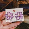 Exquisite Summer Purple Crystal Flower Earrings: Trendy, Heart-Shaped, Versatile Ear Studs