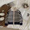 Autumn/Winter Striped Zipper Sweater: Versatile Unisex Baby Cardigan In Fashionable Knit Style