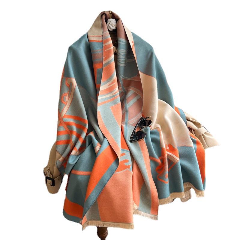 Trendy Personalized Carriage Scarf 2022: New Autumn/Winter Imitation Cashmere Shawl for Women