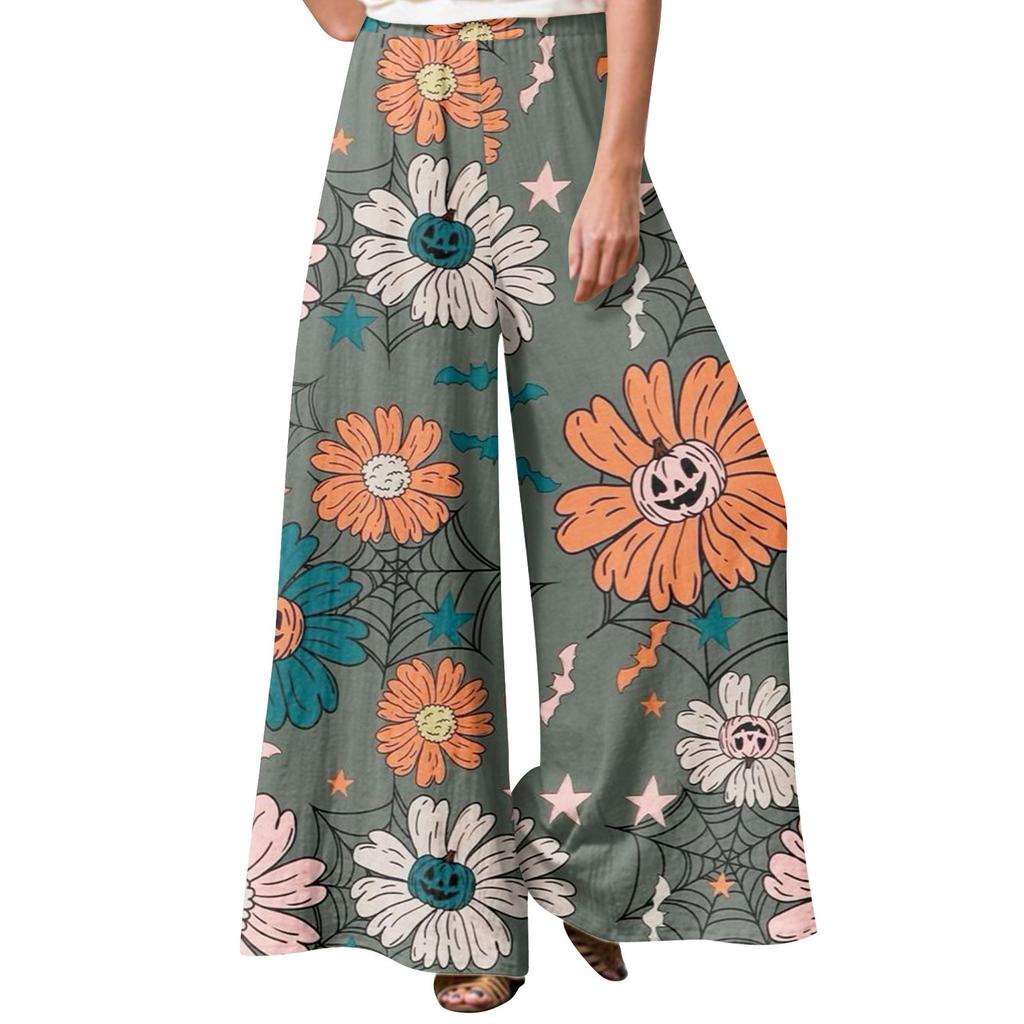 Dámské zimní tepláky Halloween potištěné ležérní kalhoty Dámské fleecové tepláky široké rovné kalhoty