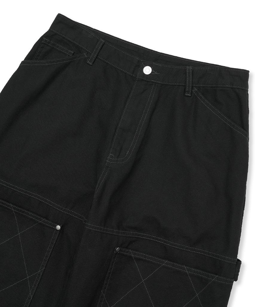 INTEMPOMOOD Honeycomb Double Knee Work Pants_Black