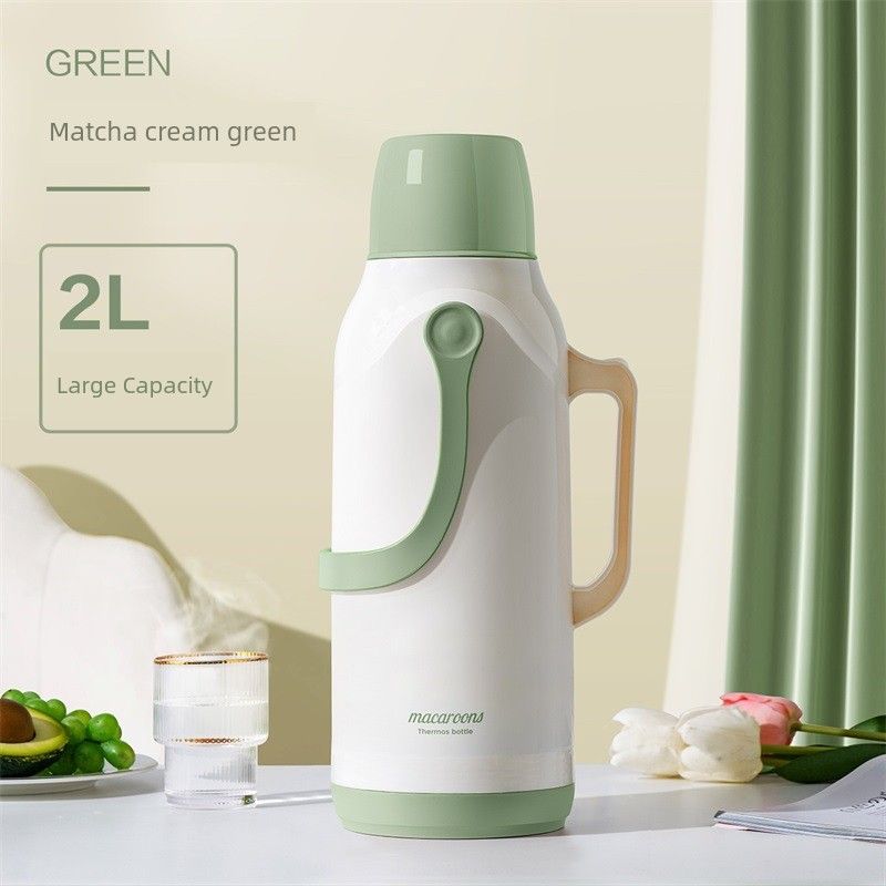 German Import Large Capacity Thermos Cup For Home Stainless Steel Thermos 2L Portable Baby out Kettle New Arrival 2L Matcha Cream Green
