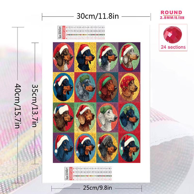 Colorful Dachshund Pattern 3pcs 100% Round Full Drill 5D DIY Diamond Painting Embroidery Cross Stitch Rhinestone Décor