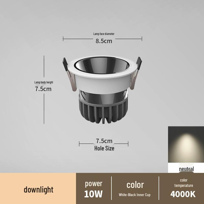 Spot încastrat fără ramă anti-orbire pentru sufragerii și holuri
