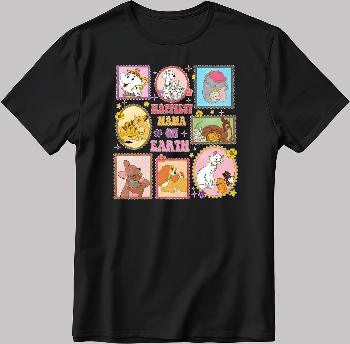 Disney Happiest Mama on Earth White-Black Men / Women T-Shirt AB255 S
