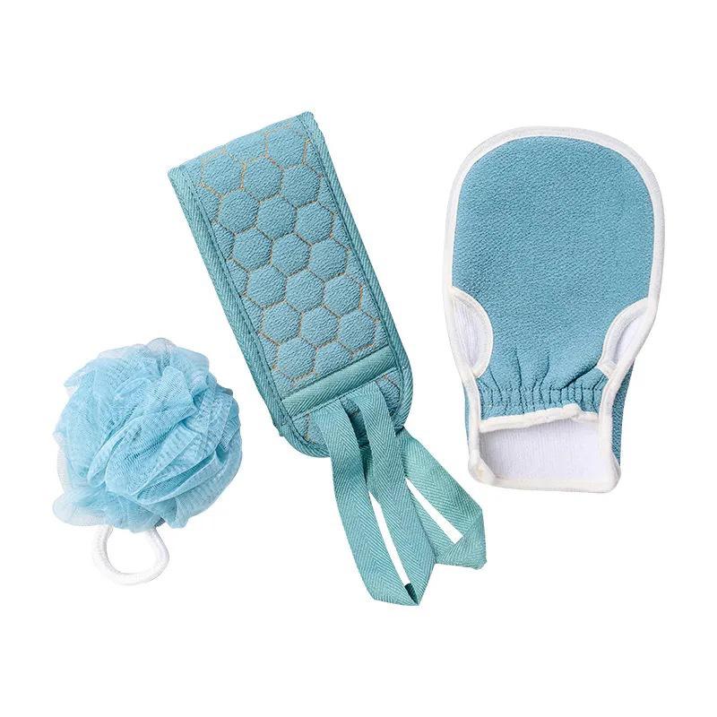 Thickened 3-Piece Bath Scrubbing Set: Towel, Mud Scrubber & Long Back Towel