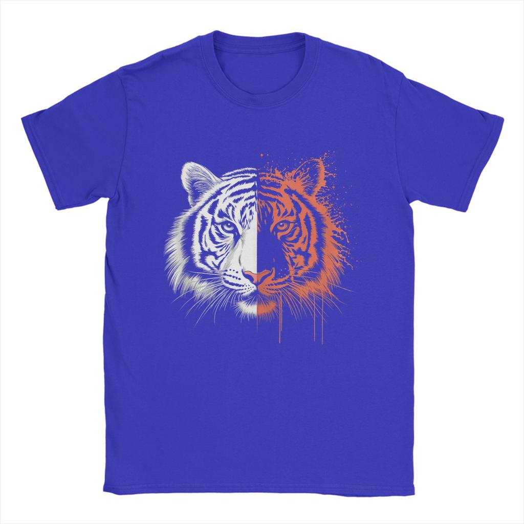 Cool Tiger Animal Print Men T Shirt  Casual Tee Shirt Short Sleeve Round Collar T-Shirt Cotton Printed Clothes