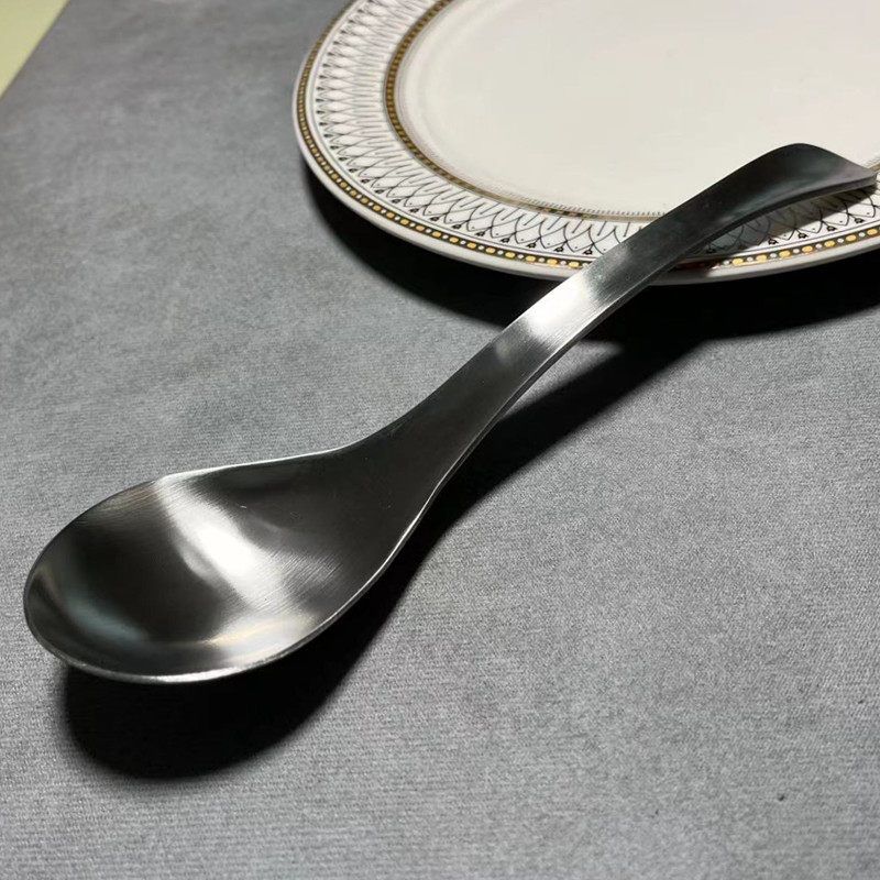 Thickened Sandblasted 304 Stainless Steel Spoon for Home Use, Short Handle Small Soup Ladle, Korean-Style Rice Spoon, Ramen Soup Spoon, Porridge Spoon