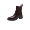 Fashion New Autumn Winter Genuine Leather Women Boot Fashion Boots Square Toe Chunky Heels Boots for Women High Heels Zapatos Mujer