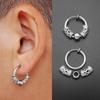 4pcs Punk Stainless Steel Round Circle Totem Hoop Metal Earrings For Men Women Fashion Earring Hip Hop Male Ear Piercing Jewelry