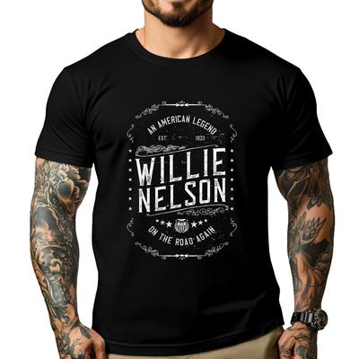Oficjalne Koszulki Bawełniane z Graficznym Wzorem Willie Nelson American Legend Odzież Męska Luksusowy Projektant Męska Krótki Rękaw
