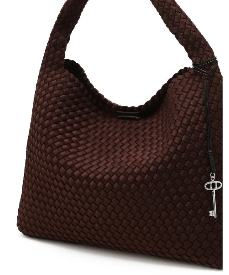 Athe Vanessabruno Dark Brown Neoprene Weaving Shoulder Bag L Aaba6E851W3