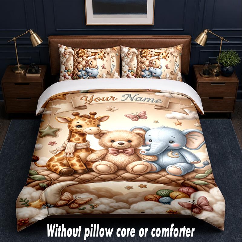 Family Friends Theme Custom Text Or Name 3Pcs Bedding Set,1 Flat Sheet & 2 Pillowcases Personalized Home Bedding