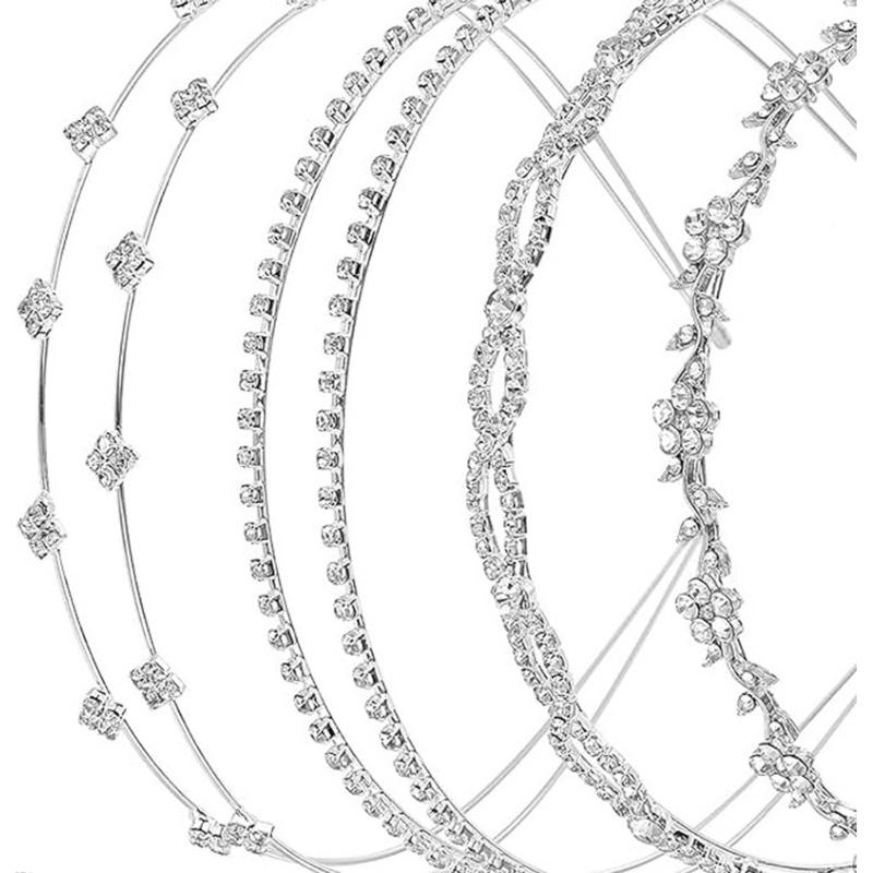 4 szt. Błyszczące Opaski Ślubne z Cyrkoniami Akcesoria do Włosów dla Kobiet Eleganckie Ozdoby do Włosów na Przyjęcie Weselne