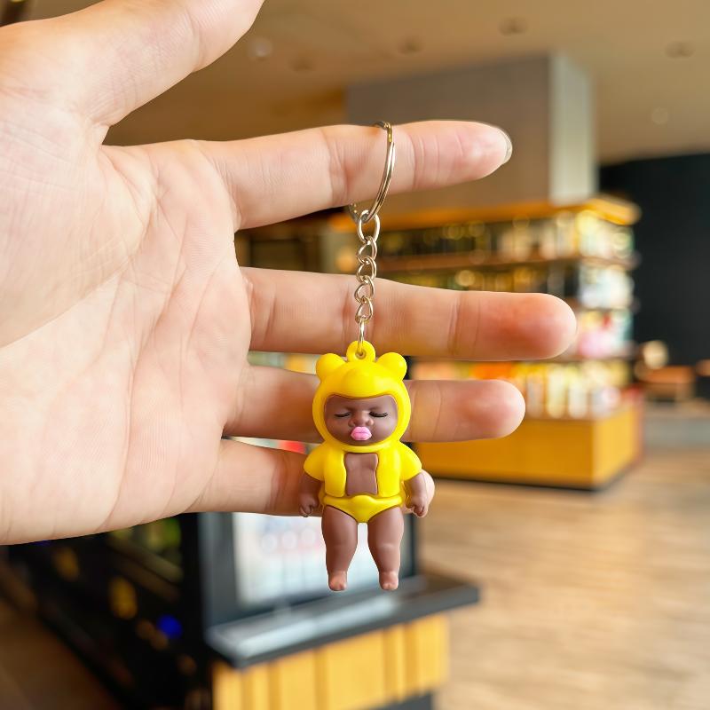 4Pcs Model Cute Kawaii Baby Doll Keychain Weird But Funky Handmade Black Baby Doll Keychain Funny Pendant Bag Charm