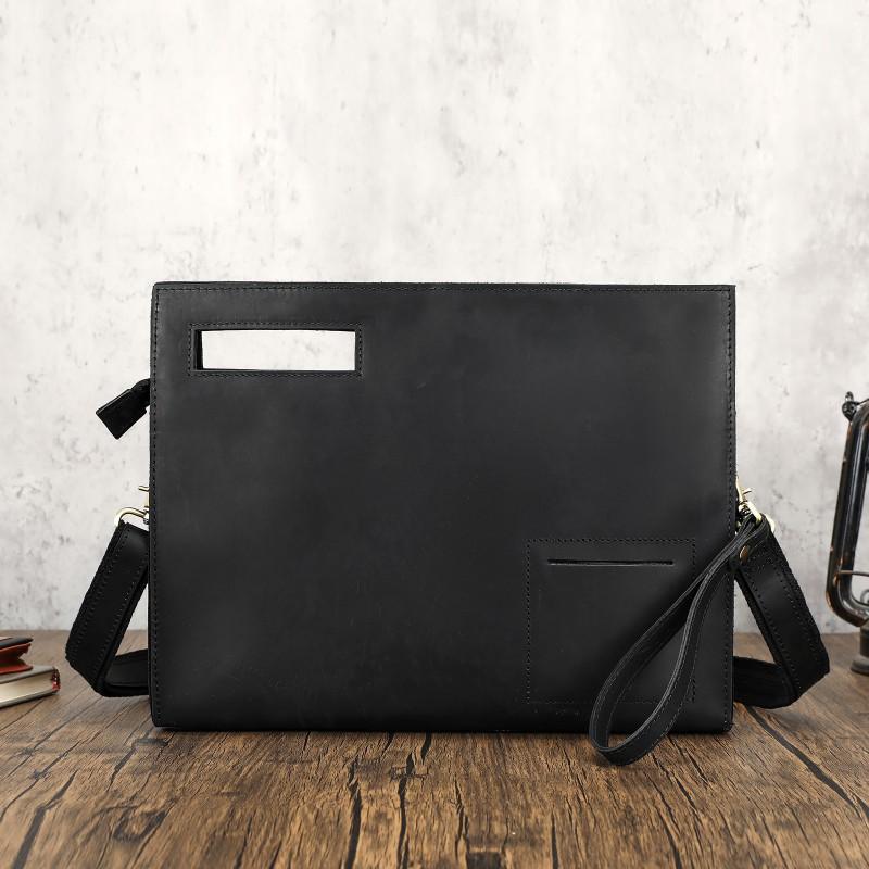 Crazy Horse Skin Men's Crossbody Bag Retro Simple Handheld Letter Package Business Travel Shoulder Men