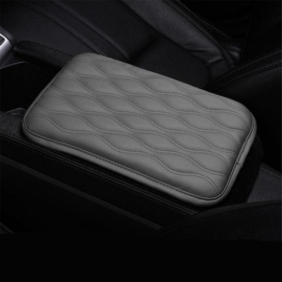 Car Center Console Box Armrest Cover Gray Leather Protector Cushion Pad For Rest