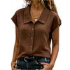 Womens Casual Short Sleeve Button Down Top Woven Fabric with Pointed Collar Relaxed Fit Lightweight Shirt for Everyday Wear