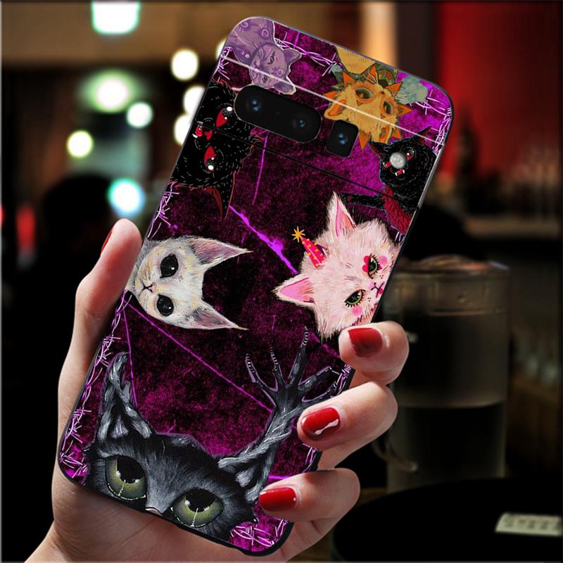 Handyhülle Für Google Pixel 10 Pro 9 Pro XL 9A 8 7 6 Pro Pixel 8A 7A 6A Pixel 8 7 6 5 Schwarze Katze Kunst