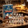 Holiday Countdown Activity Kit Eagle Advent Calendar, 24Pcs Acrylic 2D Ornament Set with Mini Festive Home Decoration Cartoon Figures, Christmas Tree
