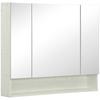 Bathroom Cabinet with Mirror 3 Doors Adjustable Shelf and Compartment 90x15x75 Cm White