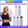 800ml Sports Water Bottle with Straw & Handle Outdoor Travel Bottle Leakproof Motivational Drinking Bottle for Outdoor Sports