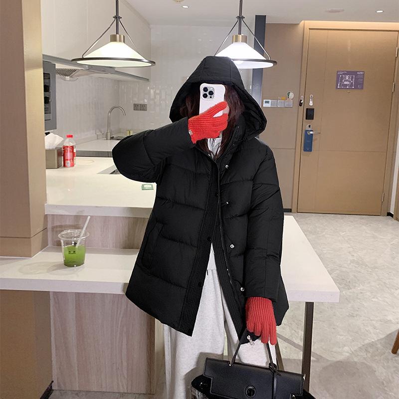 Hooded waist solid color seasonal women's cotton-padded jacket stand-up collar high-end short down cotton jacket