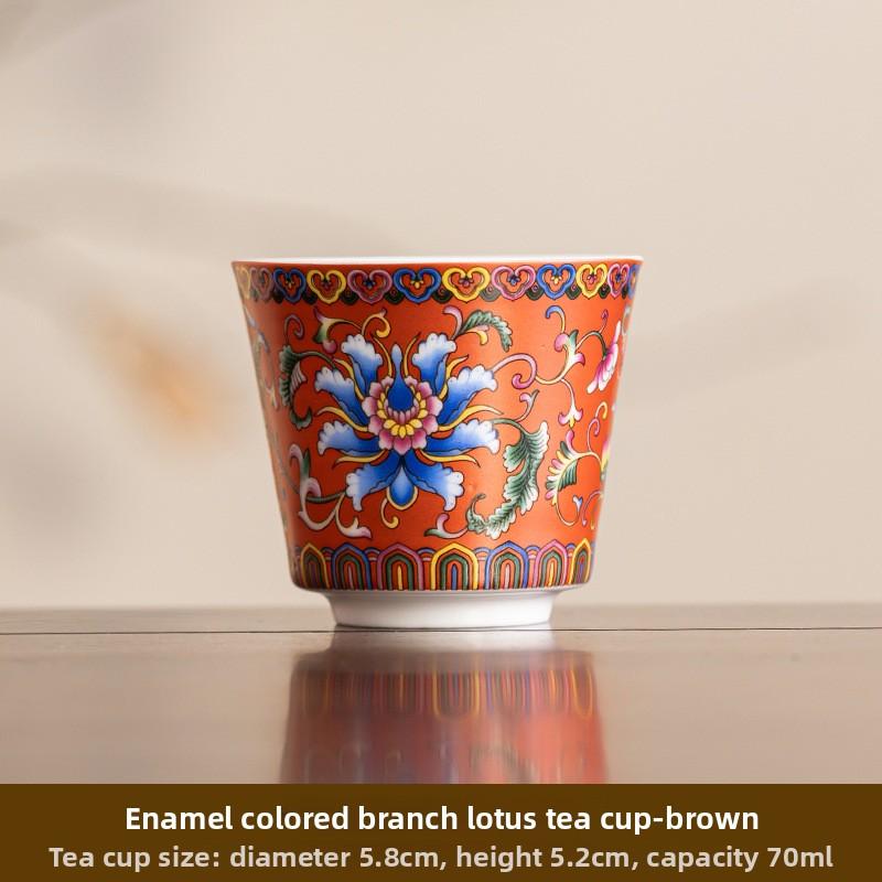 Enamel color tea cup Ceramic master cup Court style tea cup Single cup Tea cup Personal cup Household tea set