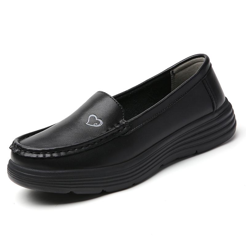 Women’s Moccasins Black Loafers Leather Driving White Casual Slip On Walking Shoes Nurse Shoes