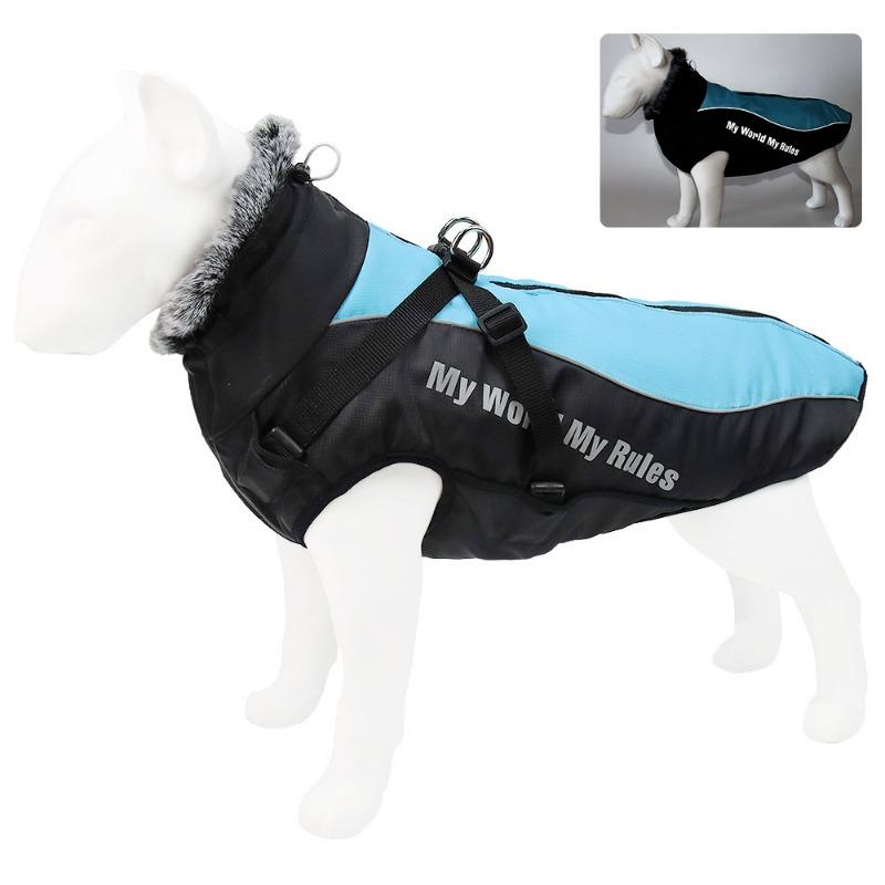 Autumn and Winter Pet Clothes Outdoor Large Dog Cotton Coat Pet Thickened Plus Velvet Warm Reflective Medium and Large Dog Pet Clothing