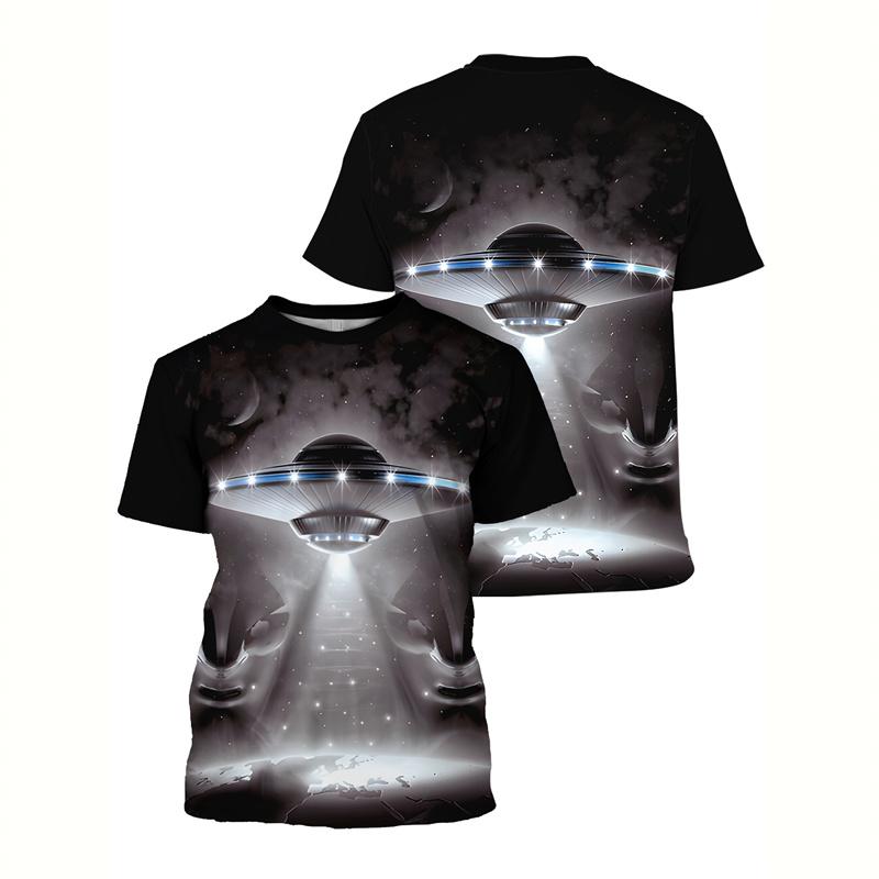 

Alien UFO Graphic T-Shirt Fashion 3d Printed Aliens Civilization T Shirt Summer Round Neck T Shirts Tops Loose Short Sleeves XXS