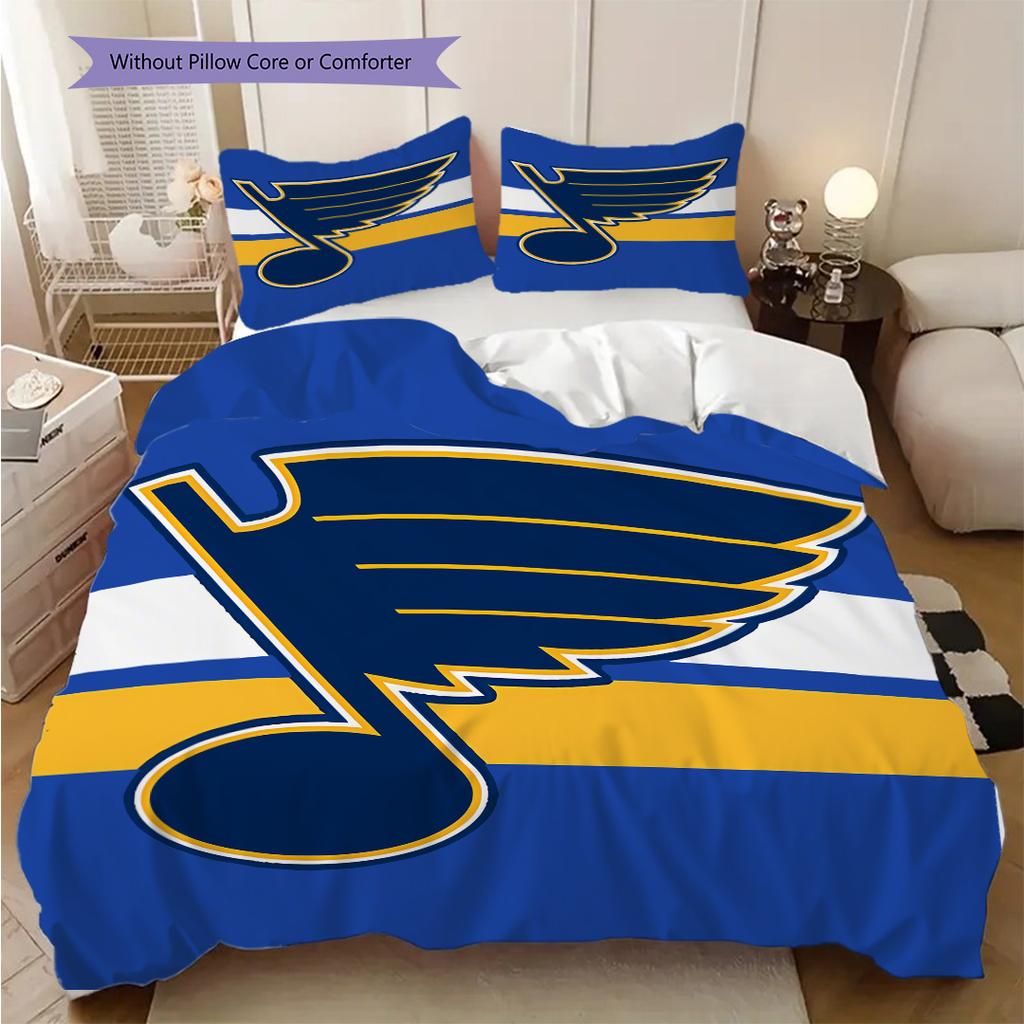 St. Louis Blues Pattern Bedding Quilt Set Quilt Cover Pillowcase Home Decoration Birthday Gift (1 * duvet cover + 2 * pillowcase, without core)