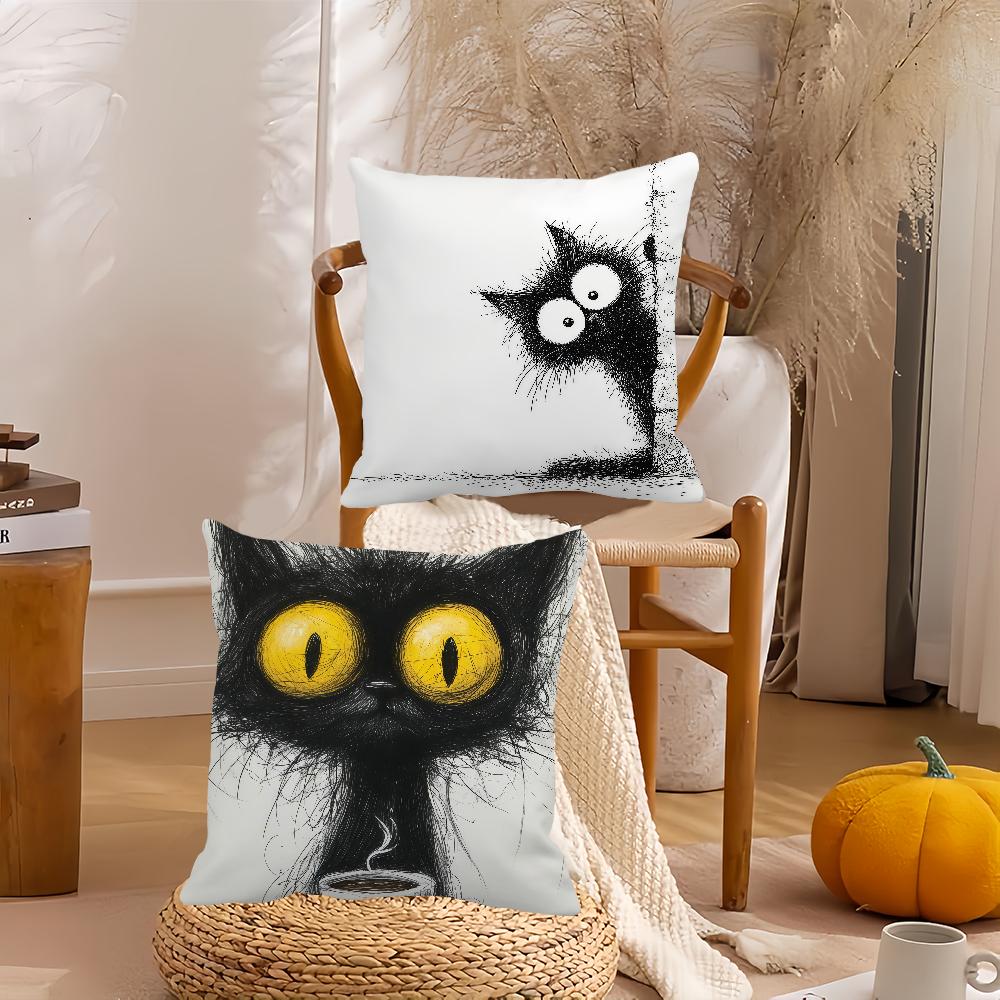 Scruffyl Black Cat Pillow Case Suitable For Bedrooms Living Rooms Cars Home Decoration
