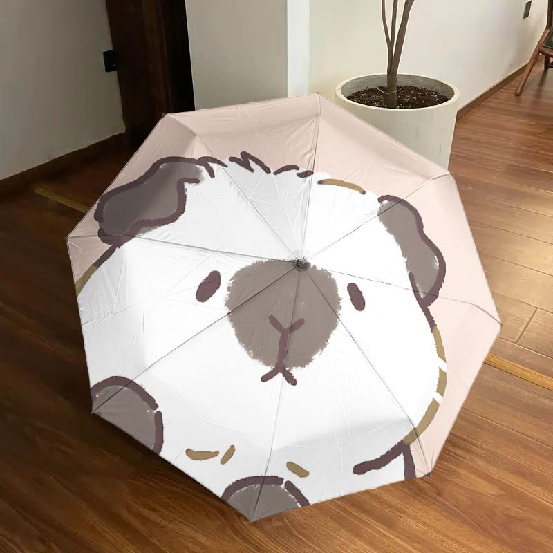 

1pc Hamster, Cute Automatic Folding Umbrella, Portable Collapsible Design, 8-Rib Iron Frame, All-Season Casual Outdoor Accessory yy250905061