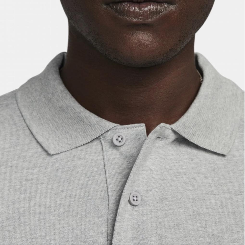 Nike Club Logo Embroidered Casual Long Sleeve Polo Shirt Men Tops Dark-Gray FQ3417-063