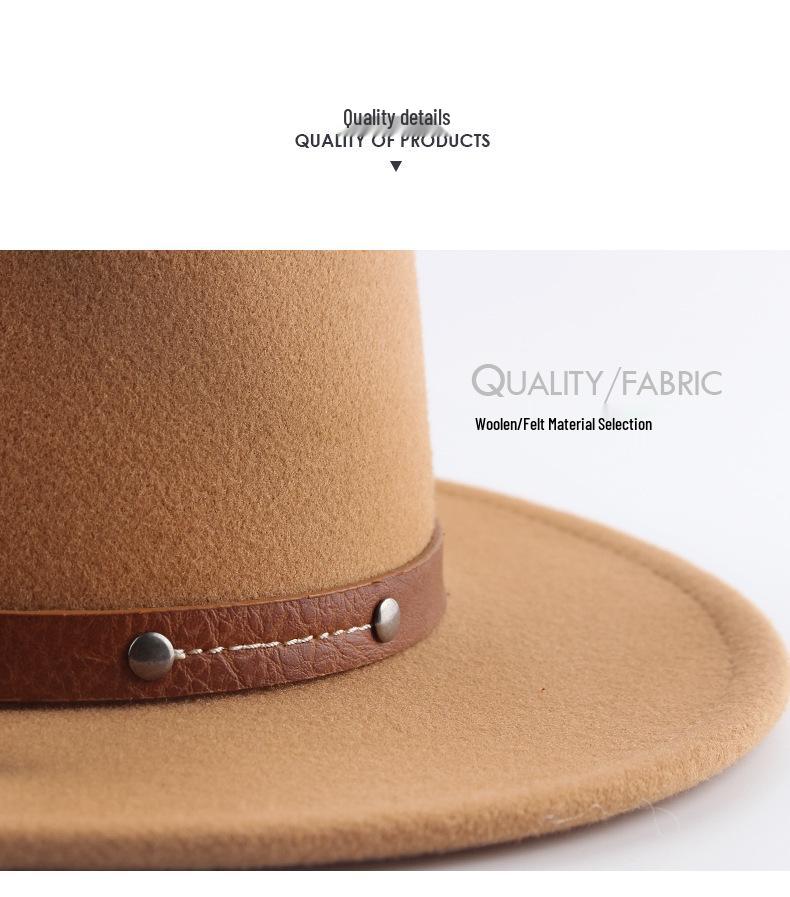 Unisex British Wool Felt Flat-Top Fedora Hat for Autumn/Winter