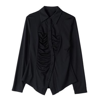 Irregular Design Sense Early Spring Shirt for Women New Temperament Slim Top Base Shirt Chic Shirt