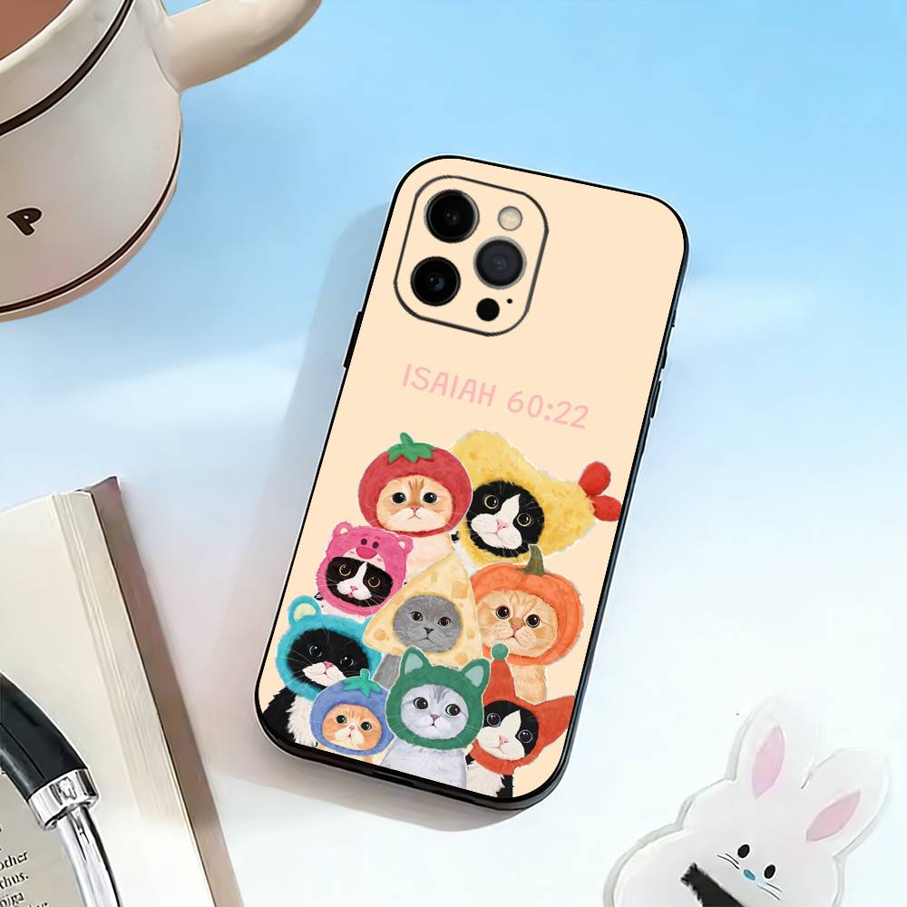 

Soft Silicone Black Cover Cat Phone Case Silicone Soft For IPhone 17 16 15 14 13 12 11 X XR Plus Pro Max Plus iPhone13
