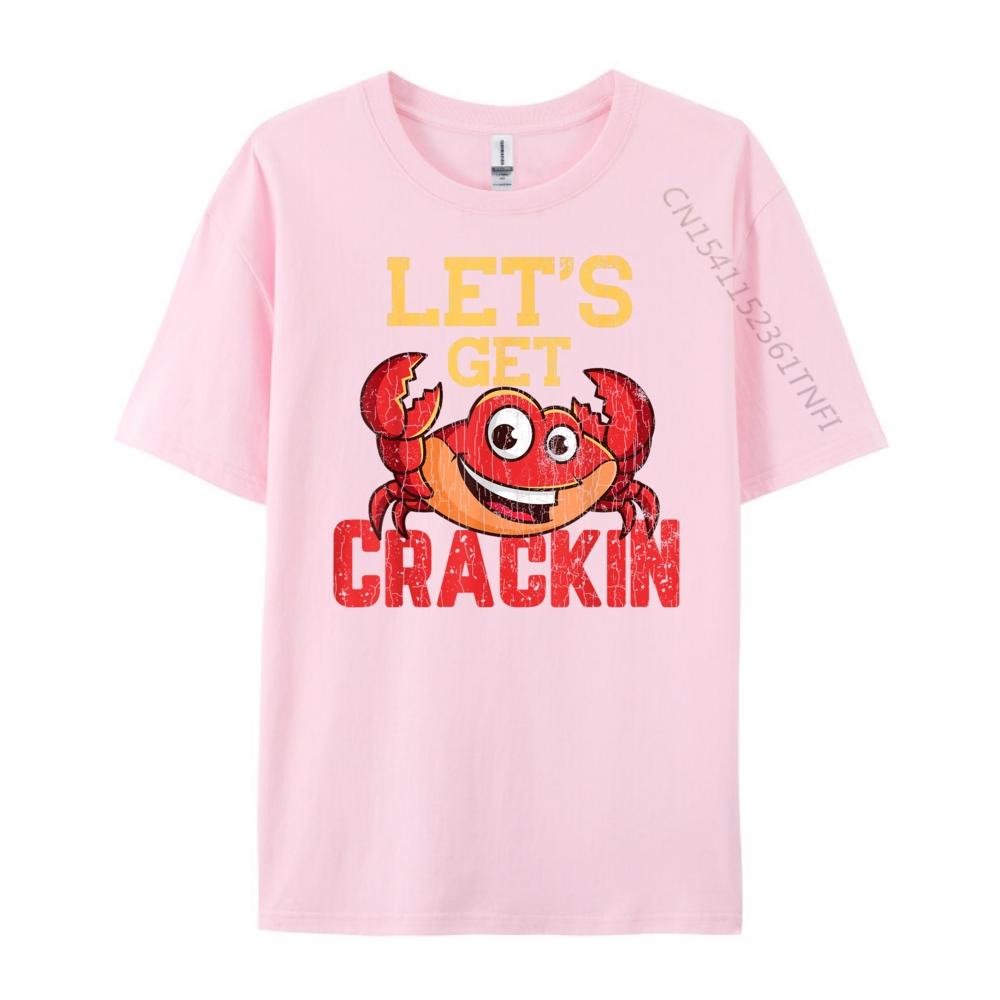 Lets Get Crackin Funny Crab Crabbing Crabs Lover Graphic White T Shirt Men Men Clothing Gothic Style